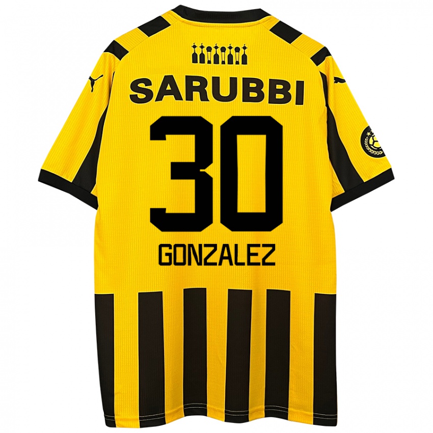 Niño Camiseta Ángel González #30 Amarillo Negro 1ª Equipación 2024/25 La Camisa Argentina