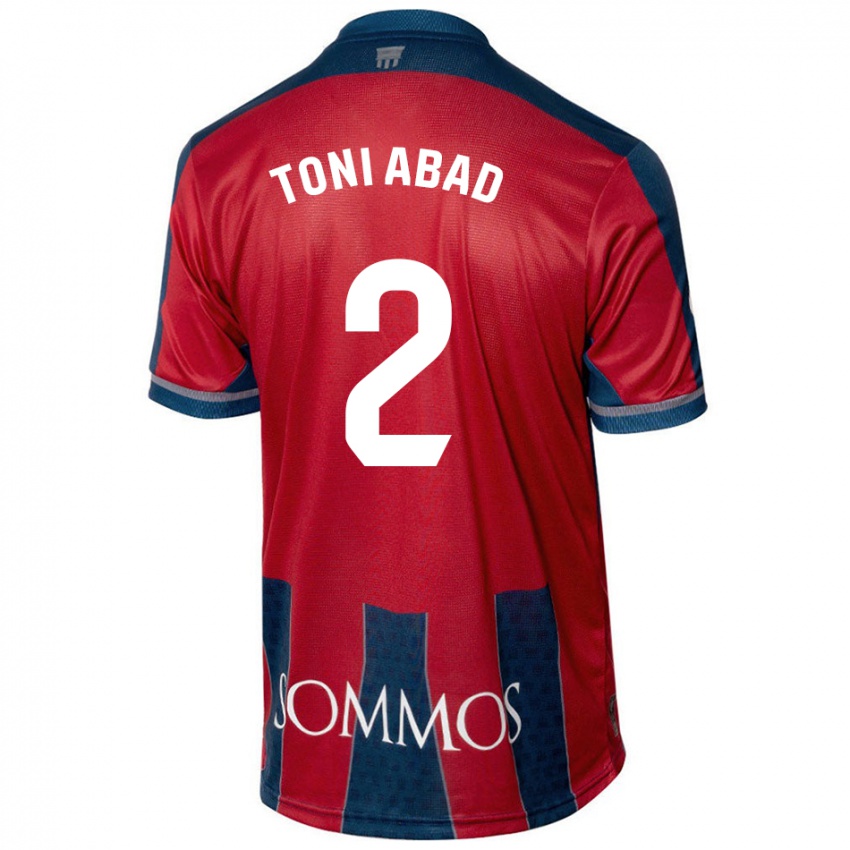 Niño Camiseta Toni Abad #2 Rojo Azul 1ª Equipación 2024/25 La Camisa Argentina