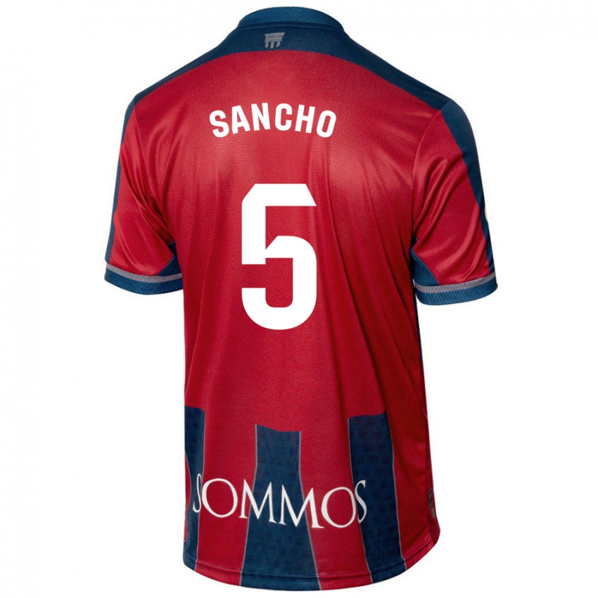 Niño Camiseta Esther Sancho #5 Rojo Azul 1ª Equipación 2024/25 La Camisa Argentina