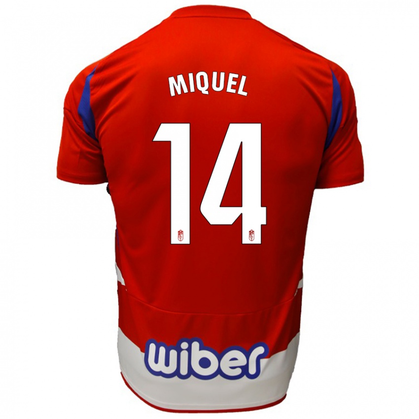 Niño Camiseta Ignasi Miquel #14 Rojo Blanco Azul 1ª Equipación 2024/25 La Camisa Argentina