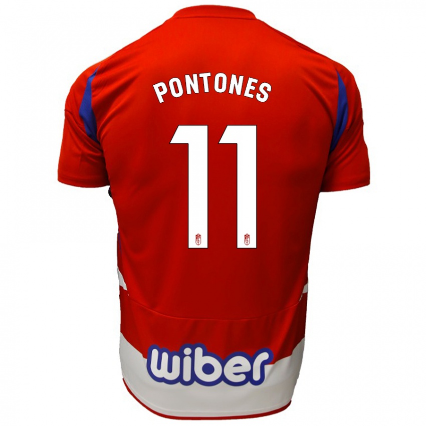 Niño Camiseta Juan Carlos Pontones #11 Rojo Blanco Azul 1ª Equipación 2024/25 La Camisa Argentina