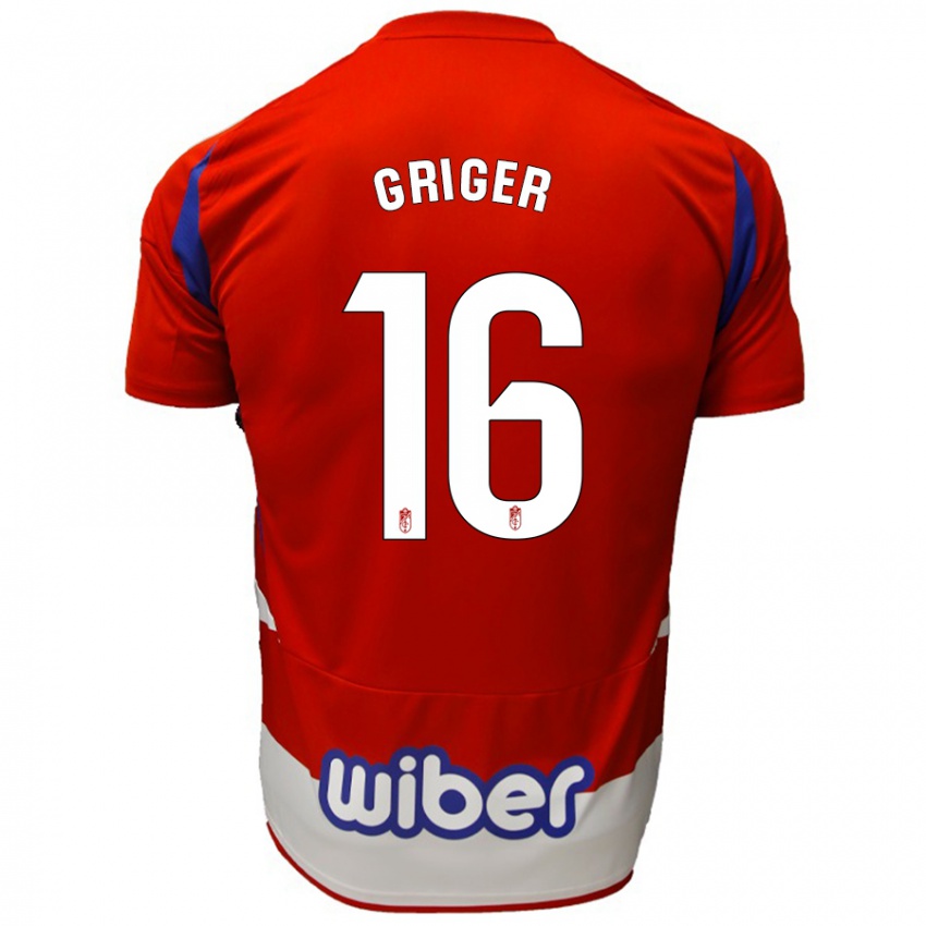 Niño Camiseta Adam Griger #16 Rojo Blanco Azul 1ª Equipación 2024/25 La Camisa Argentina