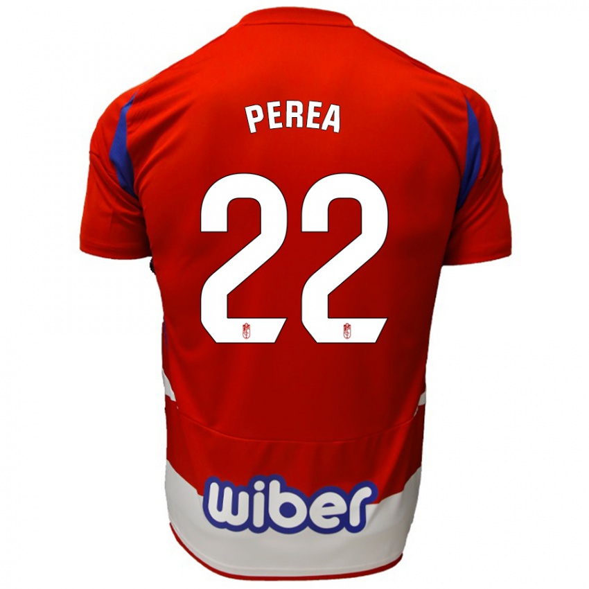 Niño Camiseta Alberto Perea #22 Rojo Blanco Azul 1ª Equipación 2024/25 La Camisa Argentina