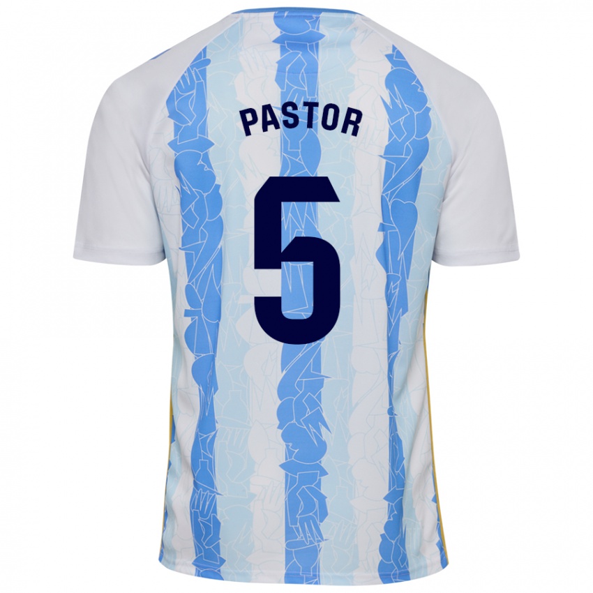 Niño Camiseta Álex Pastor #5 Blanco Azul 1ª Equipación 2024/25 La Camisa Argentina