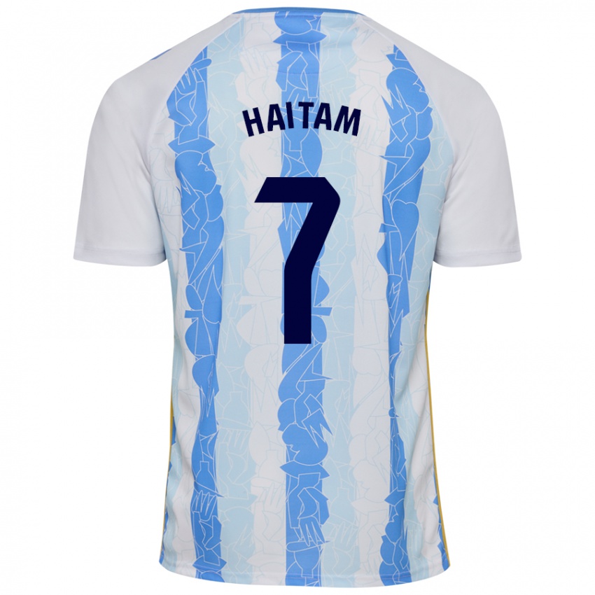 Niño Camiseta Haitam Abaida #7 Blanco Azul 1ª Equipación 2024/25 La Camisa Argentina