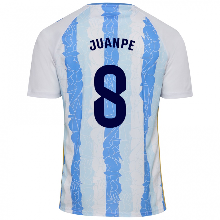 Niño Camiseta Juanpe #8 Blanco Azul 1ª Equipación 2024/25 La Camisa Argentina