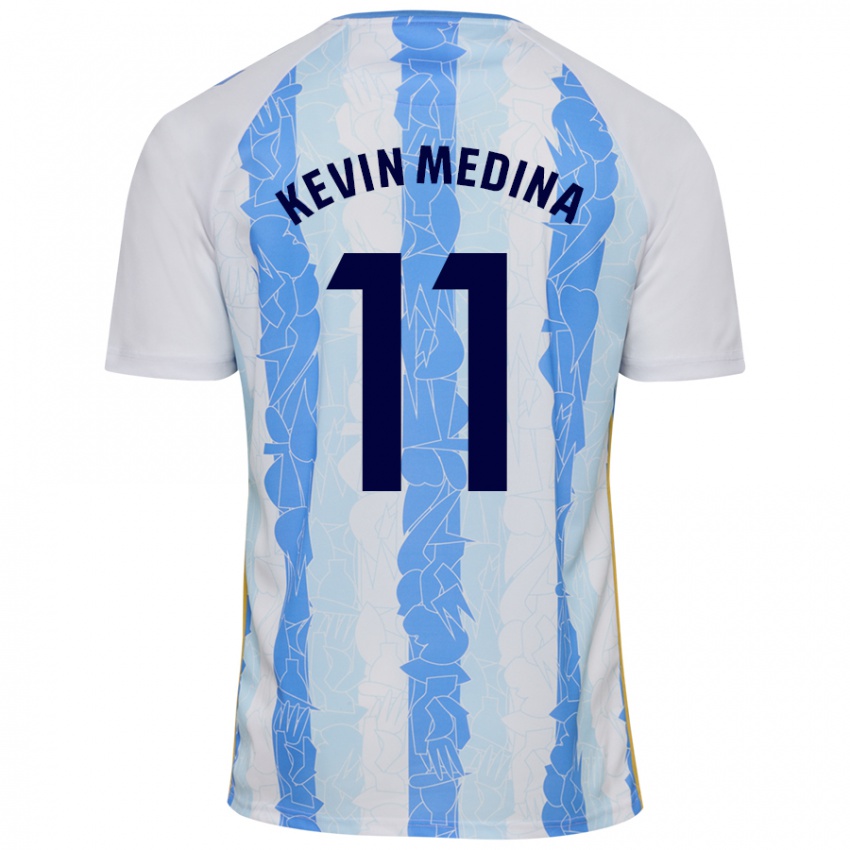 Niño Camiseta Kevin Medina #11 Blanco Azul 1ª Equipación 2024/25 La Camisa Argentina