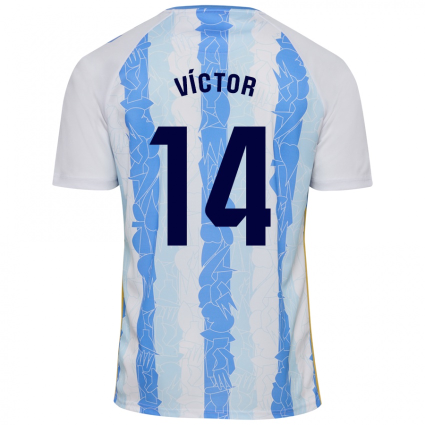 Niño Camiseta Víctor García #14 Blanco Azul 1ª Equipación 2024/25 La Camisa Argentina