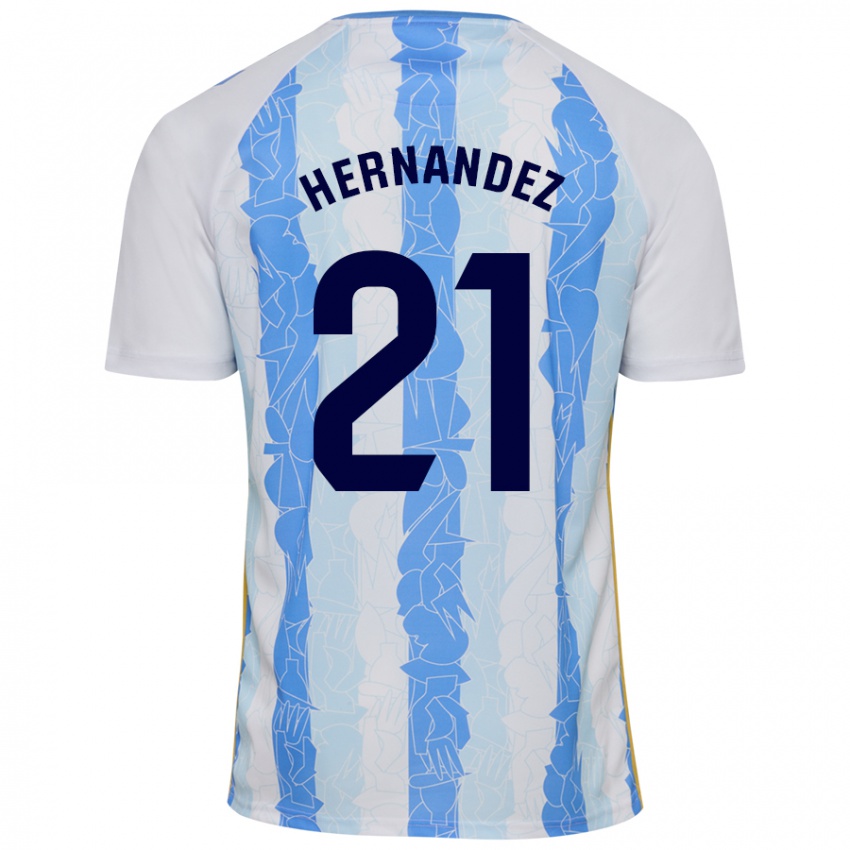 Niño Camiseta Juan Hernández #21 Blanco Azul 1ª Equipación 2024/25 La Camisa Argentina