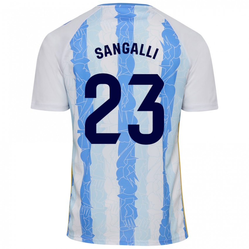 Niño Camiseta Luca Sangalli #23 Blanco Azul 1ª Equipación 2024/25 La Camisa Argentina