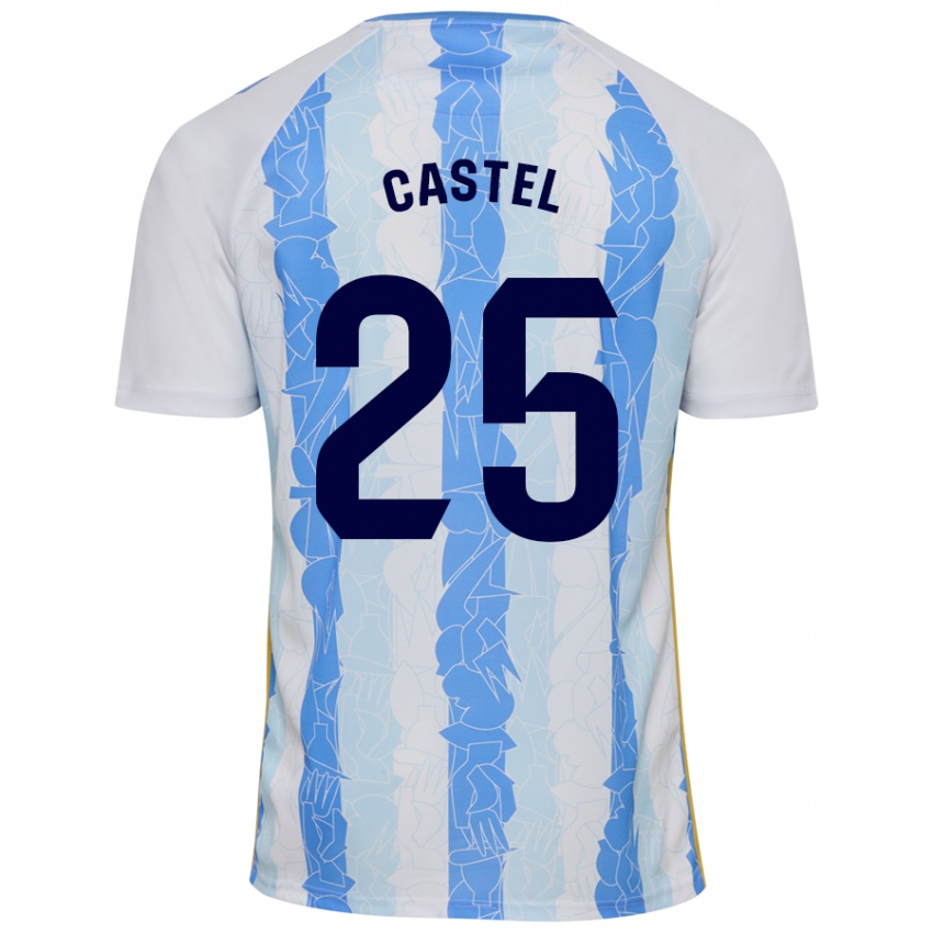 Niño Camiseta Sergio Castel #25 Blanco Azul 1ª Equipación 2024/25 La Camisa Argentina