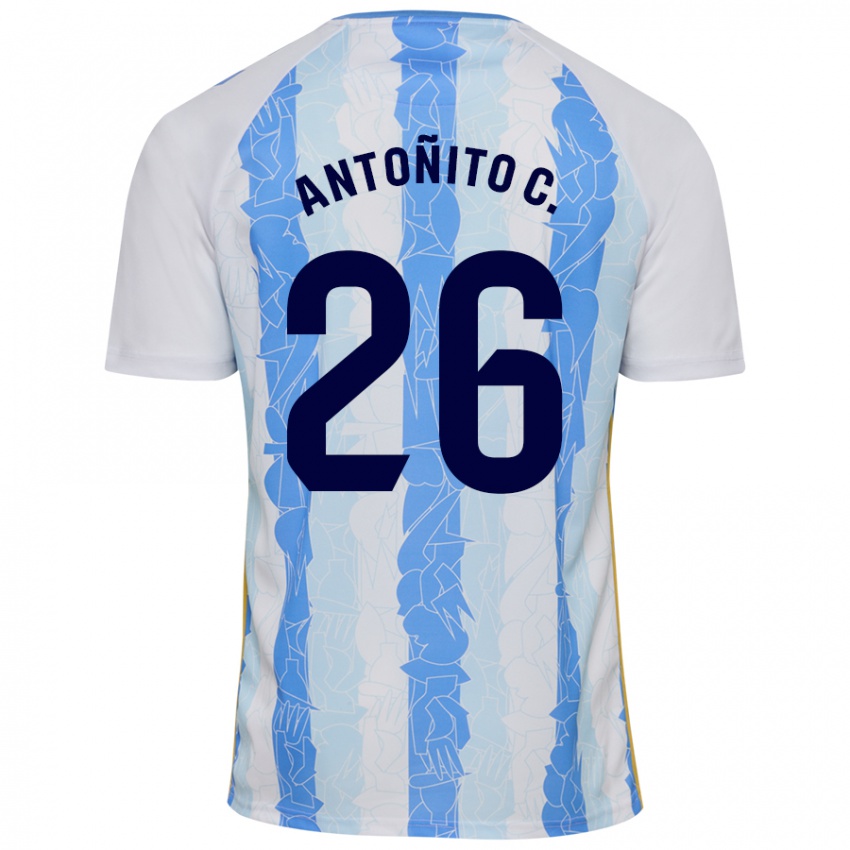 Niño Camiseta Antonio Cordero #26 Blanco Azul 1ª Equipación 2024/25 La Camisa Argentina