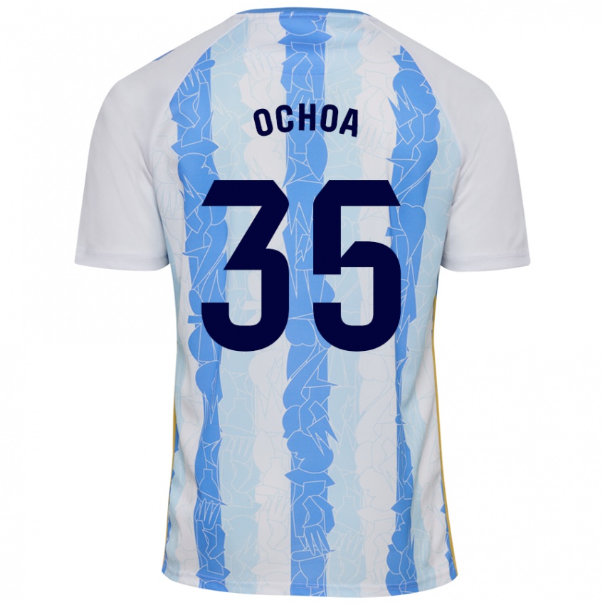 Niño Camiseta Aarón Ochoa #35 Blanco Azul 1ª Equipación 2024/25 La Camisa Argentina