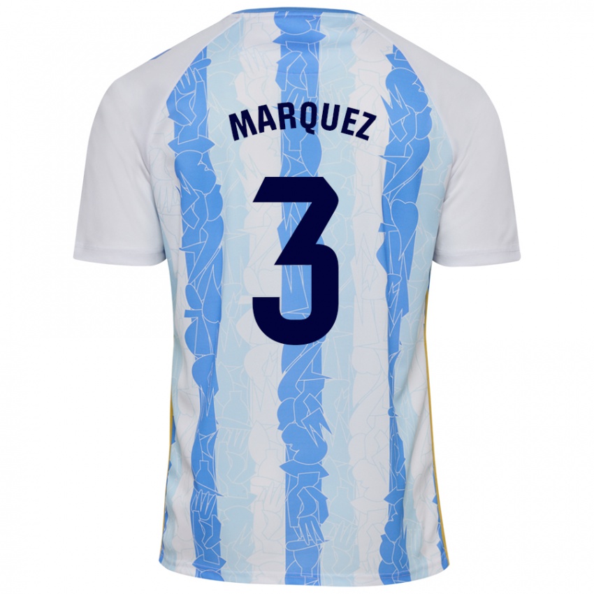 Niño Camiseta David Márquez #3 Blanco Azul 1ª Equipación 2024/25 La Camisa Argentina