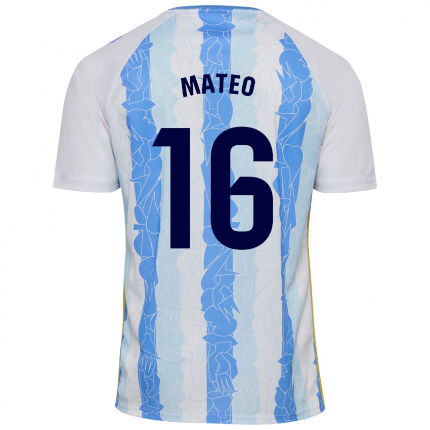 Niño Camiseta Ángel Mateo #16 Blanco Azul 1ª Equipación 2024/25 La Camisa Argentina