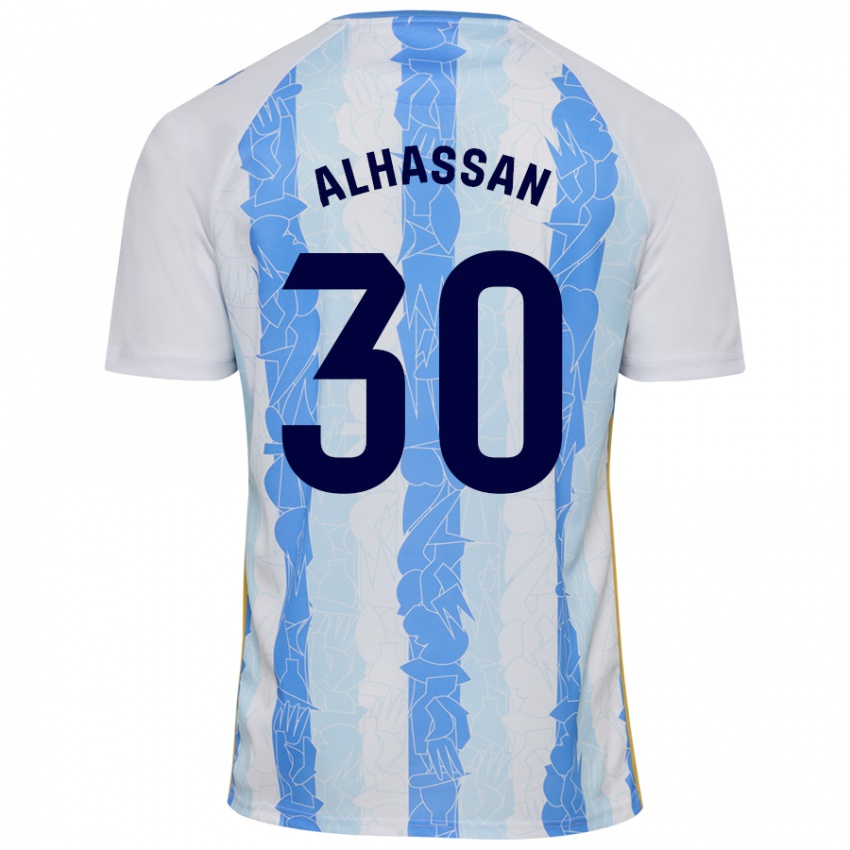 Niño Camiseta Mubarak Alhassan #30 Blanco Azul 1ª Equipación 2024/25 La Camisa Argentina