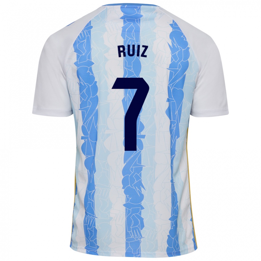 Niño Camiseta María Ruiz #7 Blanco Azul 1ª Equipación 2024/25 La Camisa Argentina