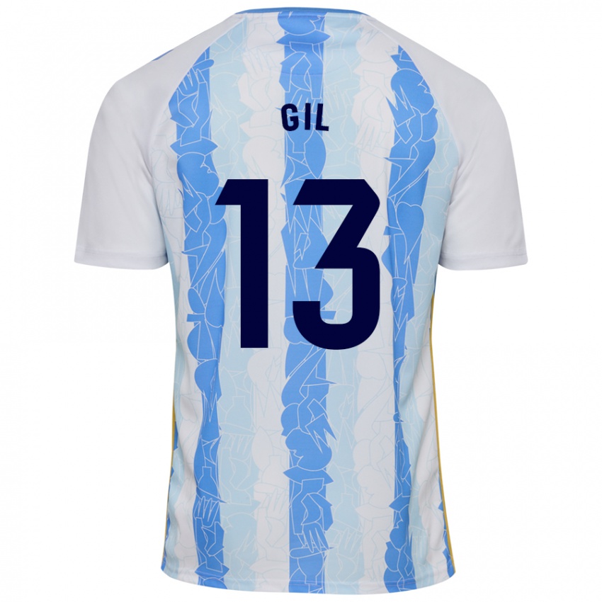 Niño Camiseta Noelia Gil #13 Blanco Azul 1ª Equipación 2024/25 La Camisa Argentina