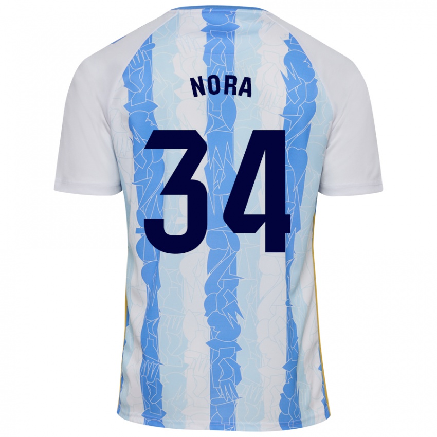 Niño Camiseta Nora #34 Blanco Azul 1ª Equipación 2024/25 La Camisa Argentina