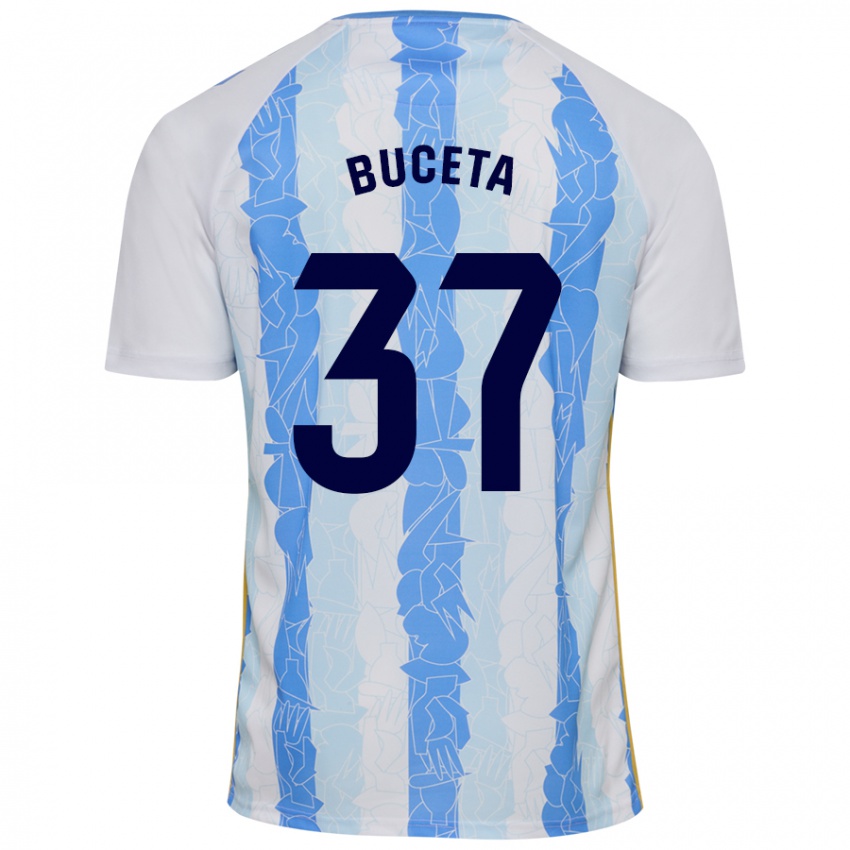 Niño Camiseta Ana Buceta #37 Blanco Azul 1ª Equipación 2024/25 La Camisa Argentina