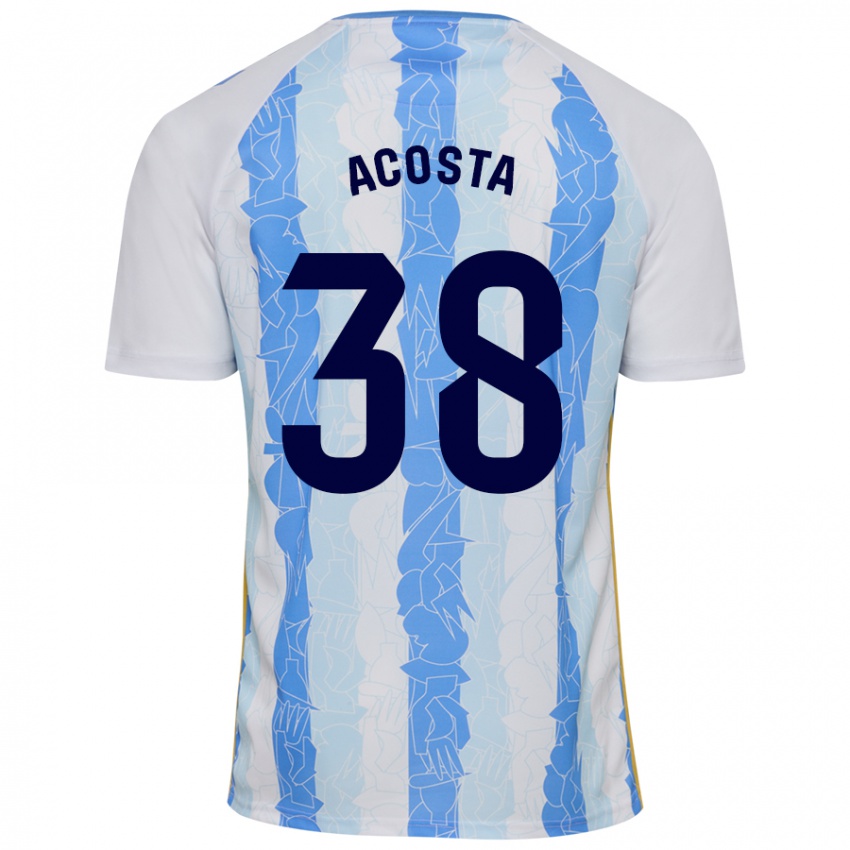 Niño Camiseta Judith Acosta #38 Blanco Azul 1ª Equipación 2024/25 La Camisa Argentina