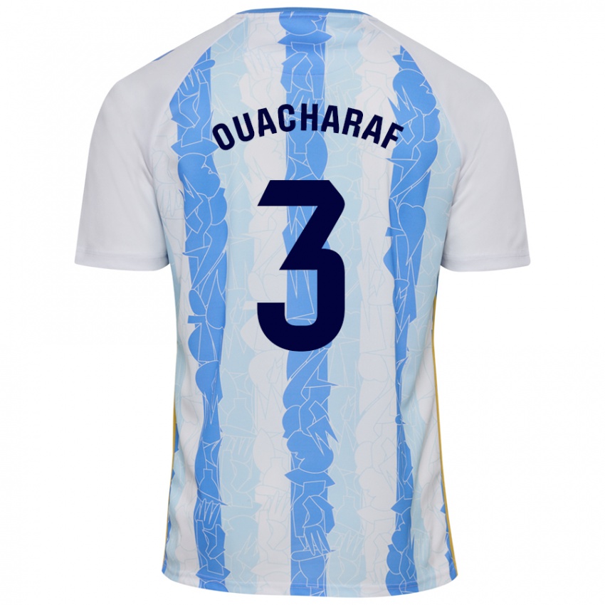 Niño Camiseta Bilal Ouacharaf #3 Blanco Azul 1ª Equipación 2024/25 La Camisa Argentina