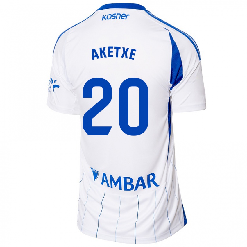 Niño Camiseta Ager Aketxe #20 Rojo Blanco 1ª Equipación 2024/25 La Camisa Argentina