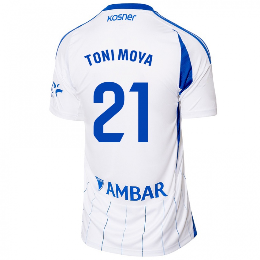 Niño Camiseta Toni Moya #21 Rojo Blanco 1ª Equipación 2024/25 La Camisa Argentina