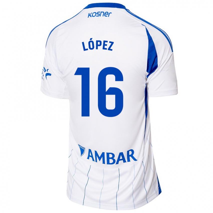 Niño Camiseta Juan López #16 Rojo Blanco 1ª Equipación 2024/25 La Camisa Argentina