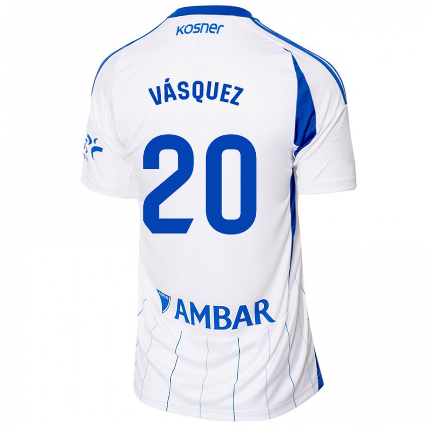 Niño Camiseta José Vásquez #20 Rojo Blanco 1ª Equipación 2024/25 La Camisa Argentina