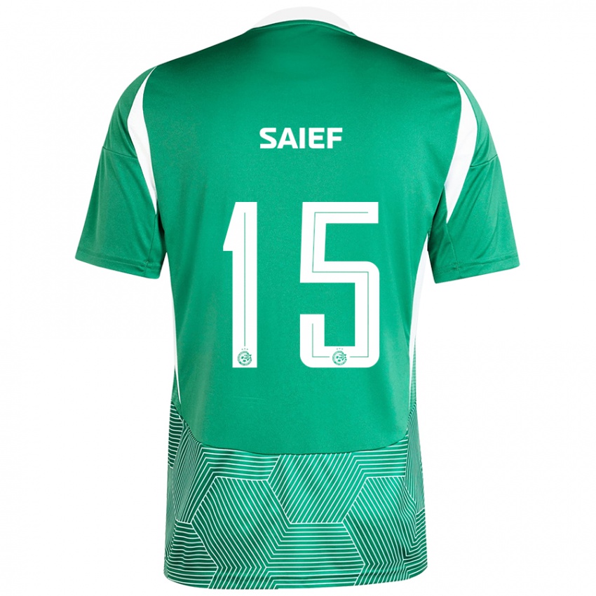 Niño Camiseta Kenny Saief #15 Verde Blanco 1ª Equipación 2024/25 La Camisa Argentina