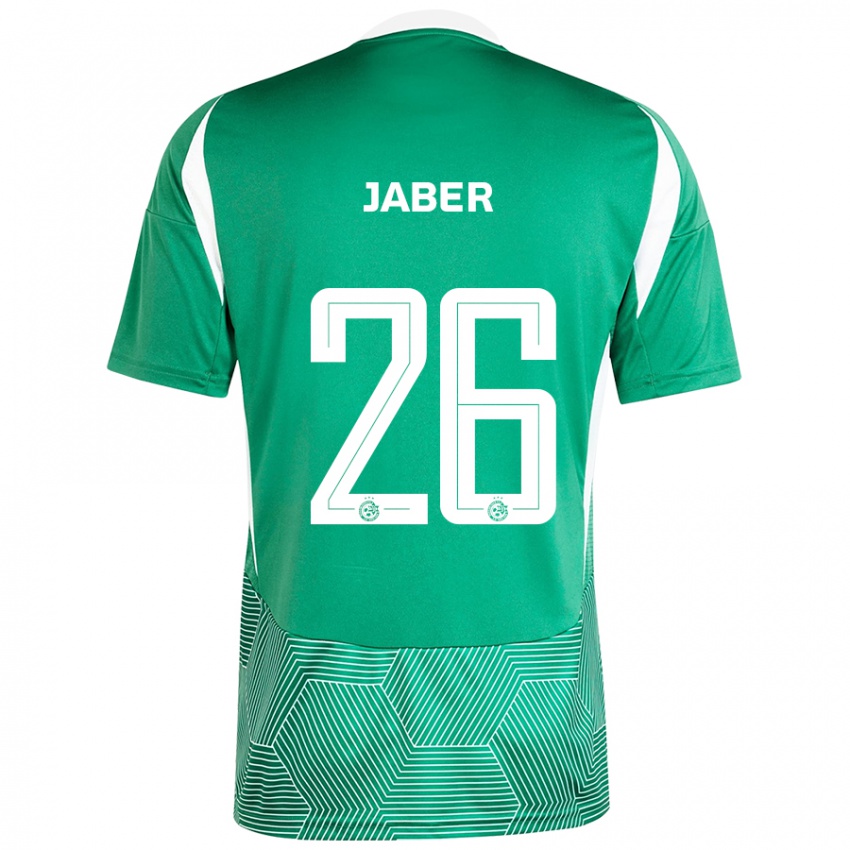 Niño Camiseta Mahmoud Jaber #26 Verde Blanco 1ª Equipación 2024/25 La Camisa Argentina