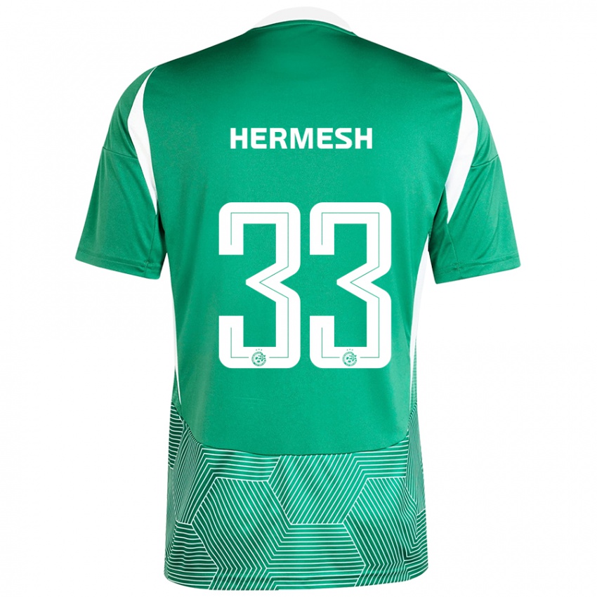 Niño Camiseta Liam Hermesh #33 Verde Blanco 1ª Equipación 2024/25 La Camisa Argentina