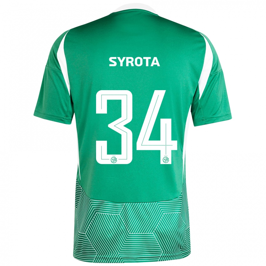 Niño Camiseta Oleksandr Syrota #34 Verde Blanco 1ª Equipación 2024/25 La Camisa Argentina