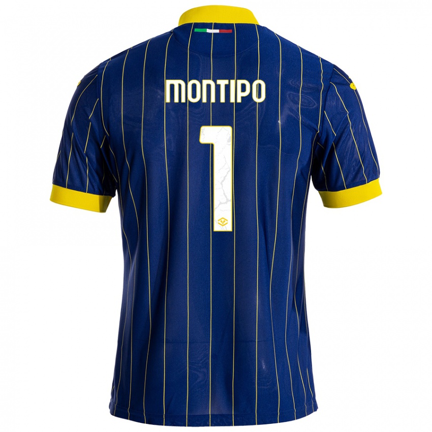 Niño Camiseta Lorenzo Montipò #1 Azul Amarillo 1ª Equipación 2024/25 La Camisa Argentina