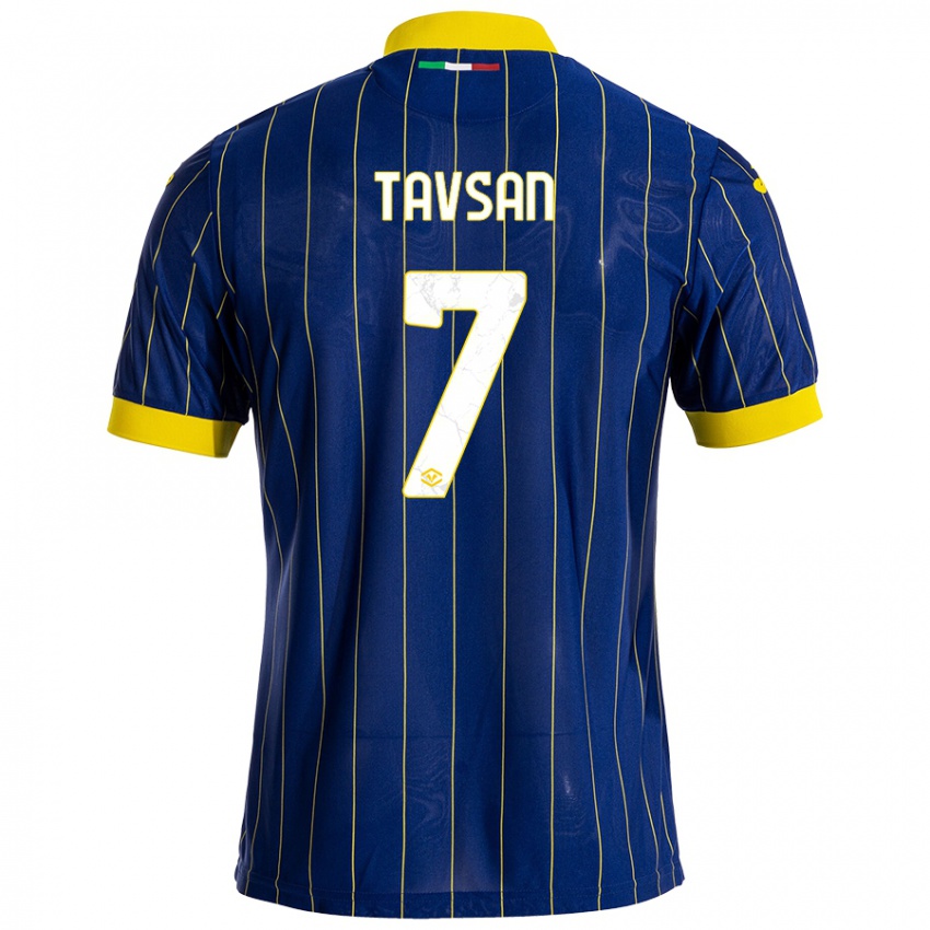 Niño Camiseta Elayis Tavsan #7 Azul Amarillo 1ª Equipación 2024/25 La Camisa Argentina