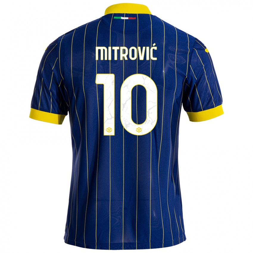 Niño Camiseta Stefan Mitrović #10 Azul Amarillo 1ª Equipación 2024/25 La Camisa Argentina