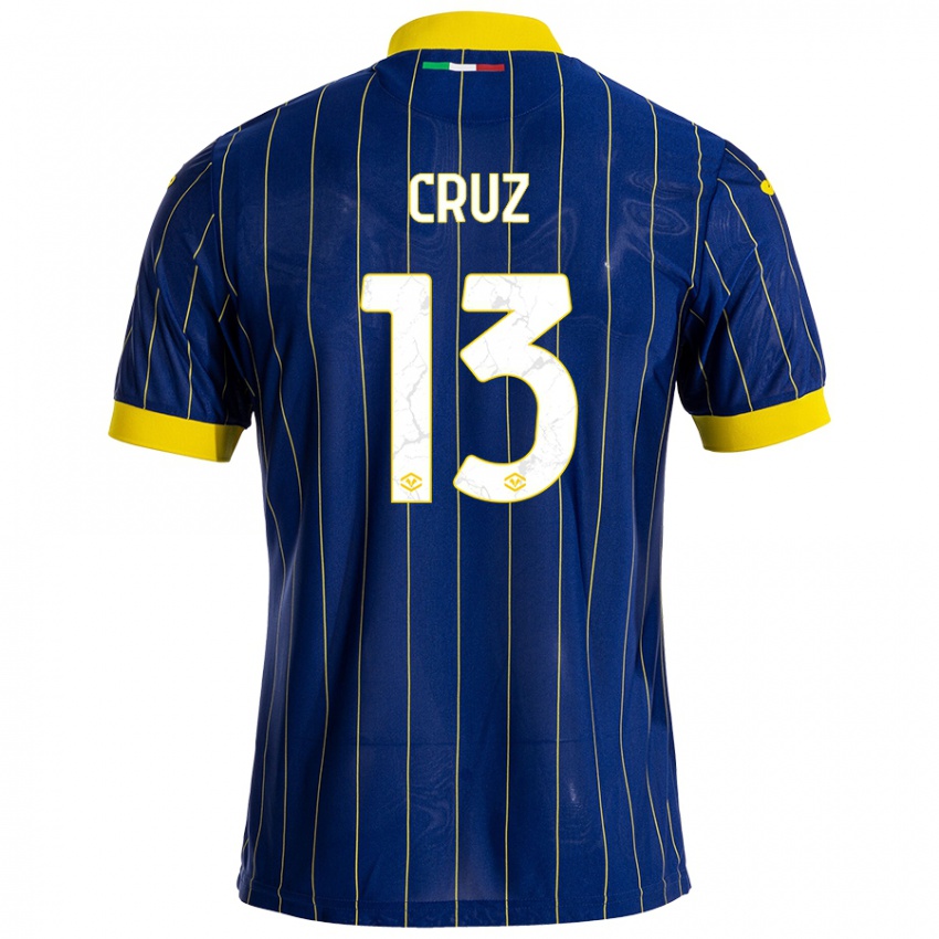 Niño Camiseta Juan Manuel Cruz #13 Azul Amarillo 1ª Equipación 2024/25 La Camisa Argentina