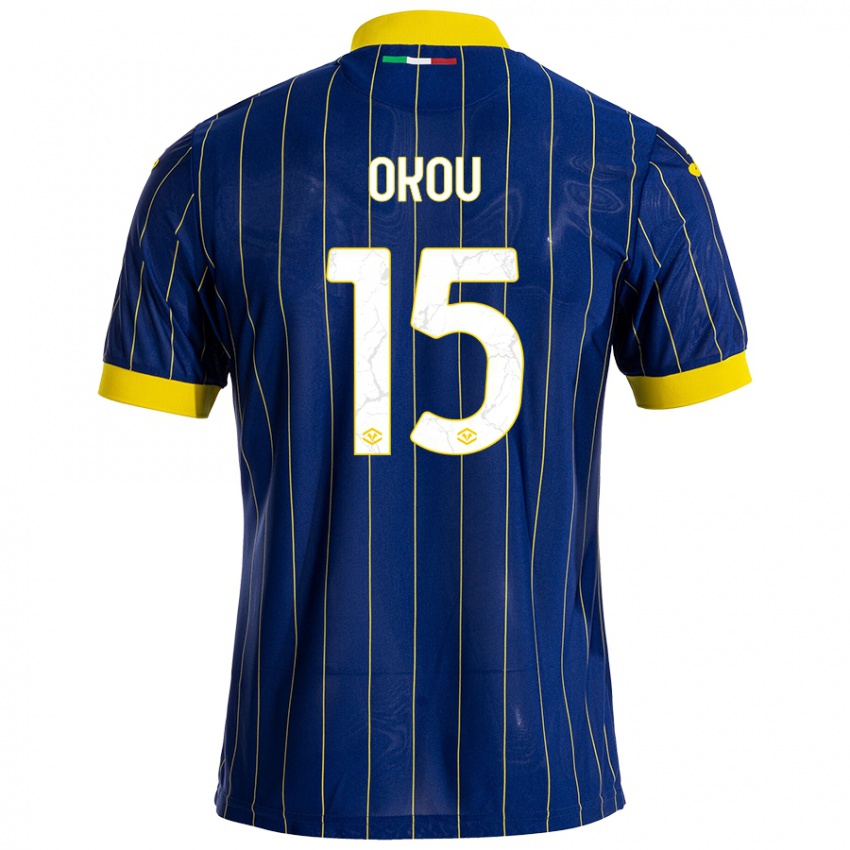 Niño Camiseta Yllan Okou #15 Azul Amarillo 1ª Equipación 2024/25 La Camisa Argentina