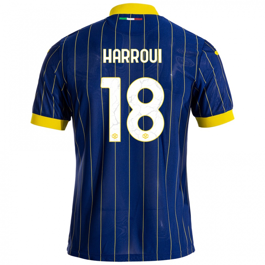 Niño Camiseta Abdou Harroui #18 Azul Amarillo 1ª Equipación 2024/25 La Camisa Argentina