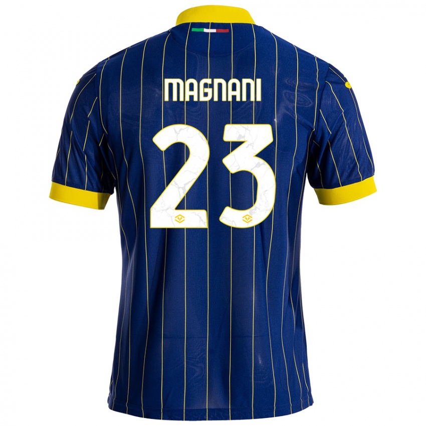 Niño Camiseta Giangiacomo Magnani #23 Azul Amarillo 1ª Equipación 2024/25 La Camisa Argentina