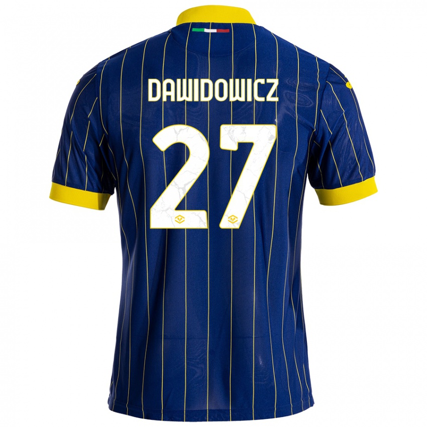 Niño Camiseta Pawel Dawidowicz #27 Azul Amarillo 1ª Equipación 2024/25 La Camisa Argentina