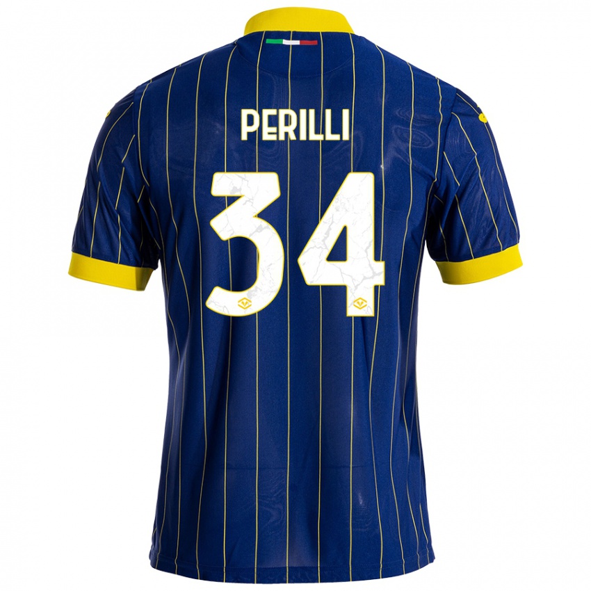 Niño Camiseta Simone Perilli #34 Azul Amarillo 1ª Equipación 2024/25 La Camisa Argentina