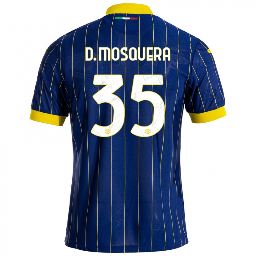 Niño Camiseta Daniel Mosquera #35 Azul Amarillo 1ª Equipación 2024/25 La Camisa Argentina