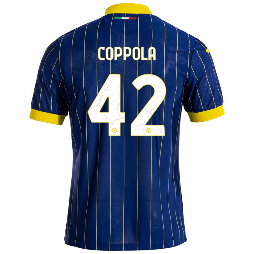 Niño Camiseta Diego Coppola #42 Azul Amarillo 1ª Equipación 2024/25 La Camisa Argentina