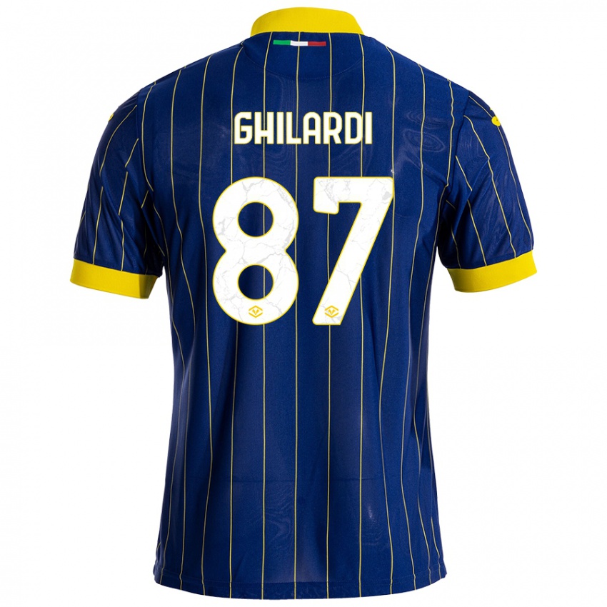 Niño Camiseta Daniele Ghilardi #87 Azul Amarillo 1ª Equipación 2024/25 La Camisa Argentina