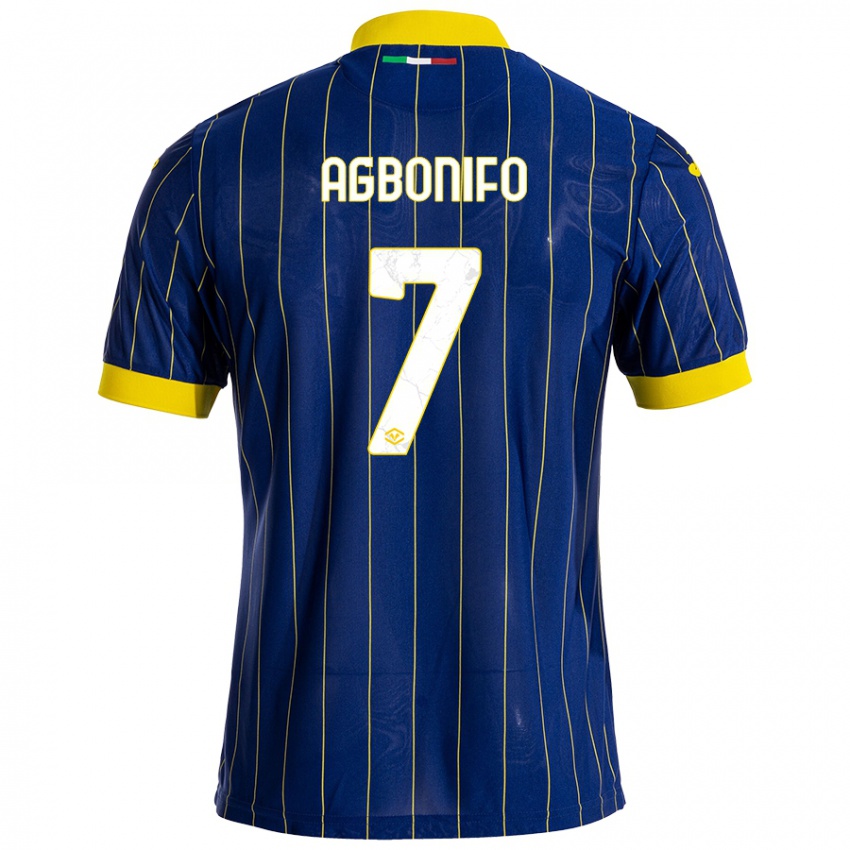 Niño Camiseta Richi Agbonifo #7 Azul Amarillo 1ª Equipación 2024/25 La Camisa Argentina