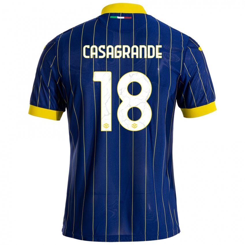 Niño Camiseta Davide Casagrande #18 Azul Amarillo 1ª Equipación 2024/25 La Camisa Argentina