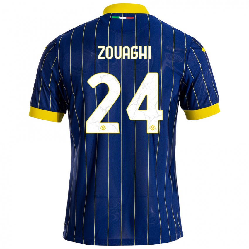 Niño Camiseta Thomas Zouaghi #24 Azul Amarillo 1ª Equipación 2024/25 La Camisa Argentina