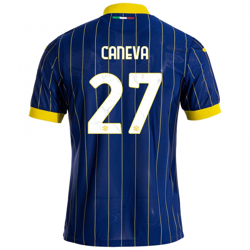 Niño Camiseta Elia Caneva #27 Azul Amarillo 1ª Equipación 2024/25 La Camisa Argentina